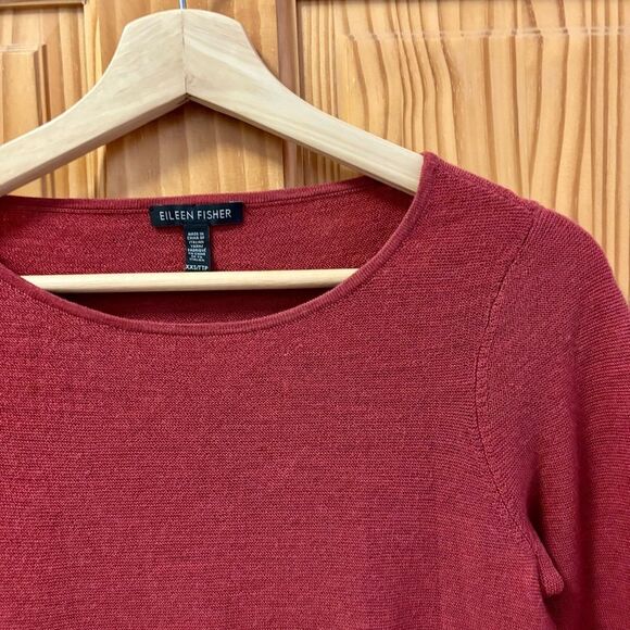 Eileen Fisher red Italian merino wool curved hem oversized
sweater XXS - Picture 2 of 7